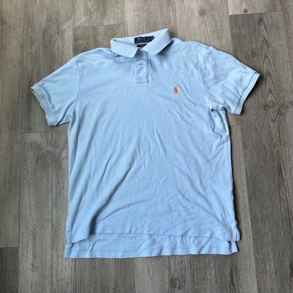 Polo Ralph Lauren Light Blue Polo Shirt Men's Large Custom Fit